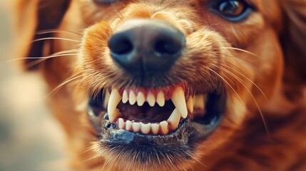 Close up of a dog's open mouth with teeth showing.