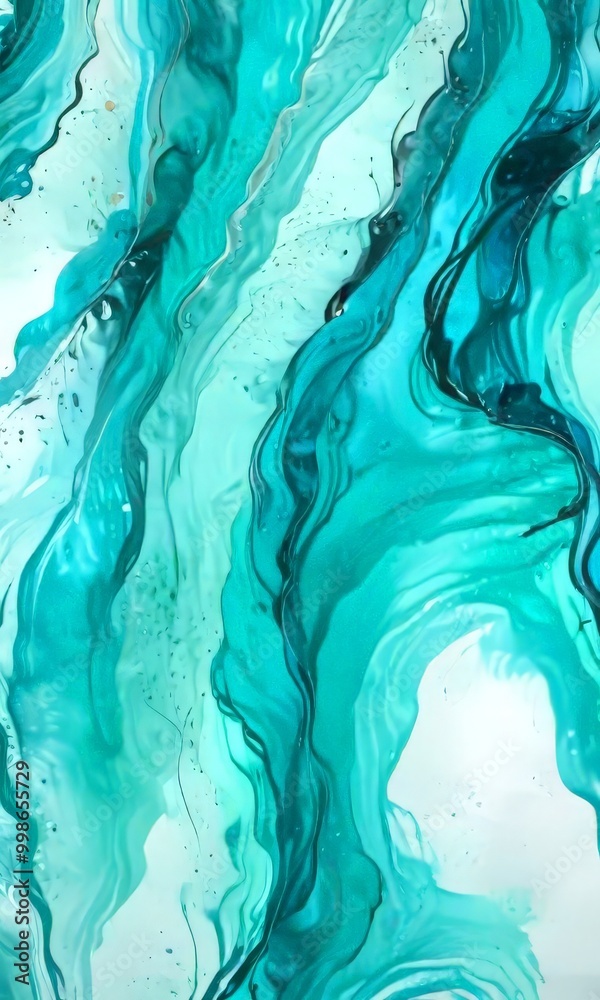 Aufkleber a vibrant abstract painting with swirling patterns of turquoise and blue hues, creating a dynamic and captivating visual effect