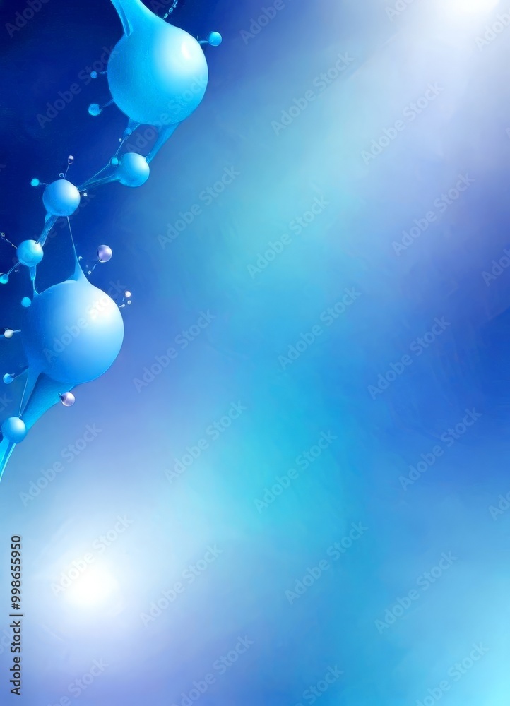 Aufkleber a blue abstract background with a central focus on a network of interconnected blue spheres, resembl