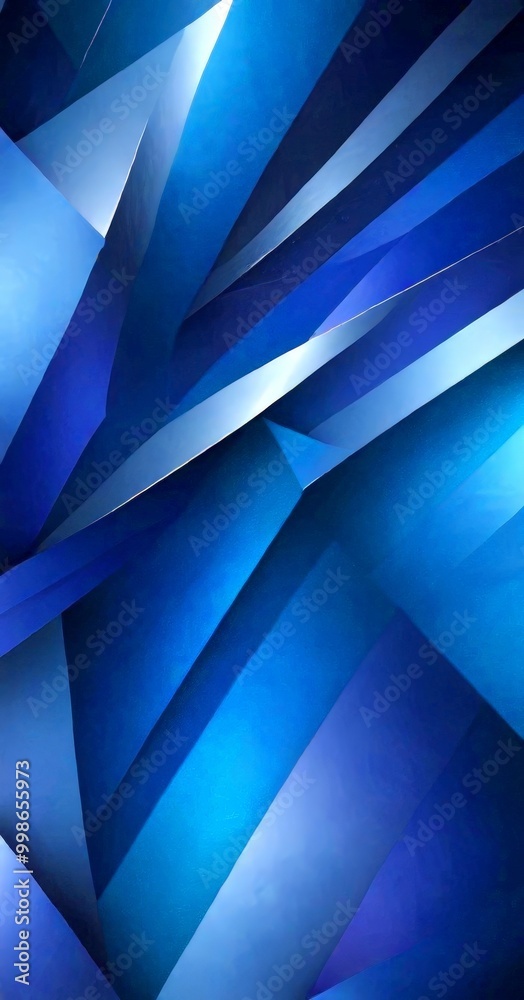 Leinwandbilder a complex abstract pattern composed of intersecting lines and shapes in shades of blue, creating a visually striking and dynamic composition