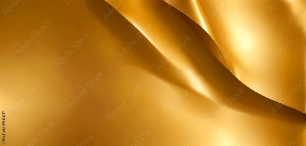 Poster a close-up view shiny, golden fabric with a smooth, flowing texture the fabric appears to be made sh