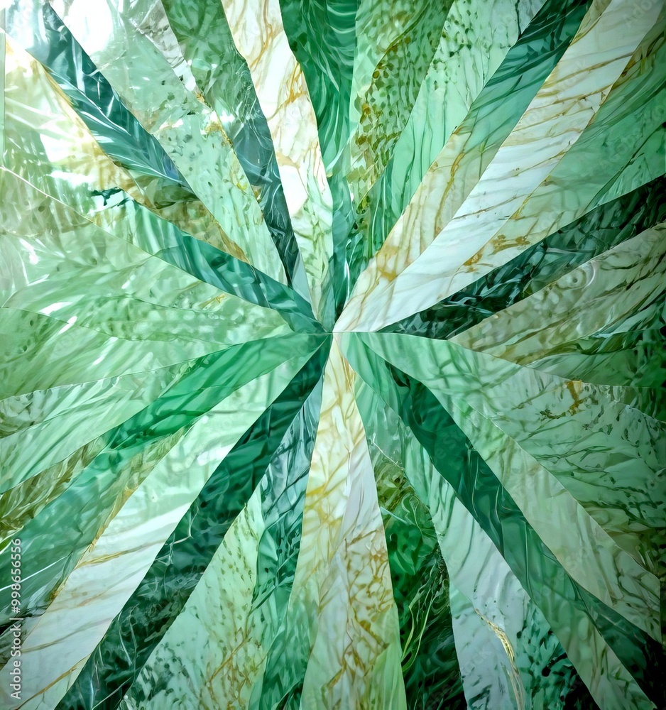 Aufkleber a close-up view textured, multicolored surface with a radial pattern of overlapping green, white, and brown lines