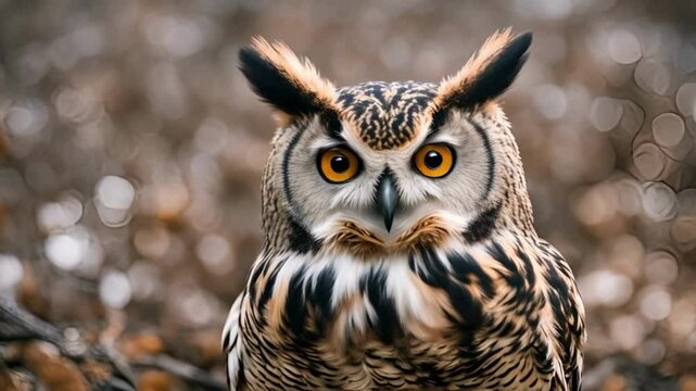 great horned owl, wl with yellow eyes