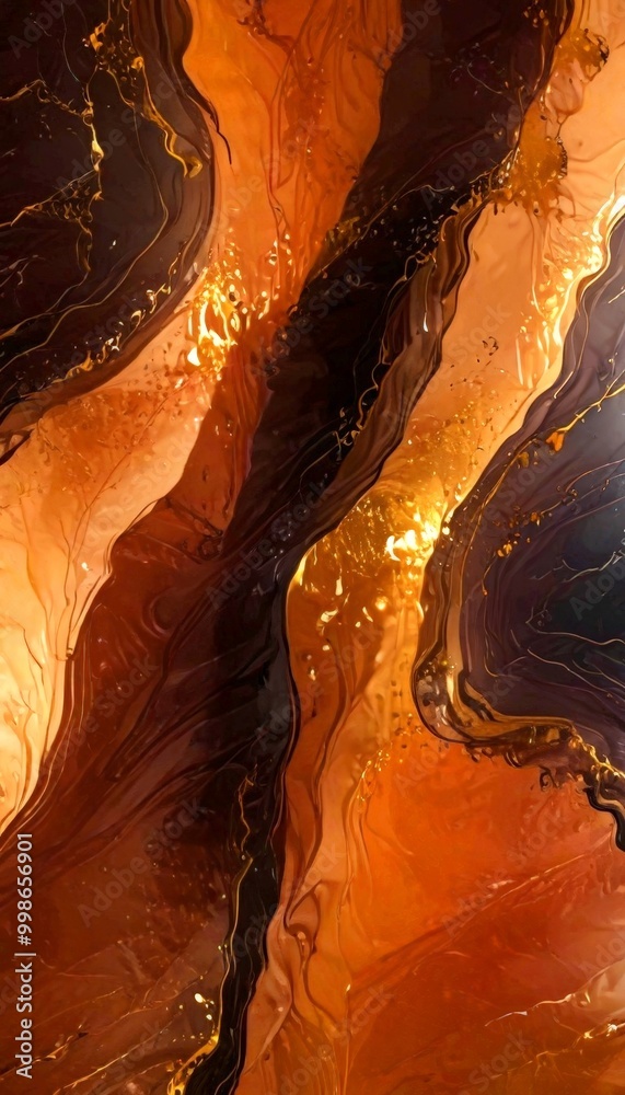 Aufkleber a striking abstract composition of swirling, multicolored lines and patterns, with a dark brown hue dominating the center and a lighter brown hue on the outer edges The lines