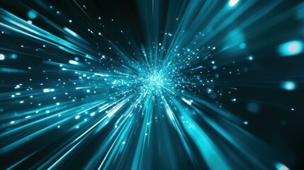 Fototapeta premium Speed Rays Abstract Background with Burst of Light Energy, The Movement of Luminous Rays in Space, Template for Background, Banner, Card