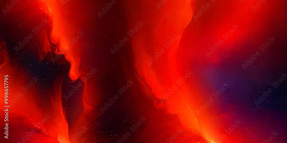 Poster a digital art piece featuring a swirling, abstract pattern of red and orange hues, with a dark backg