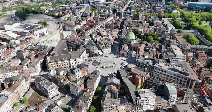 Charleroi, Wallonia, Belgium,The town hall, Place Vauban , the Saint-Christophe church.