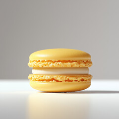 Delicious yellow Macaron Delight on a Simple White Table Setting