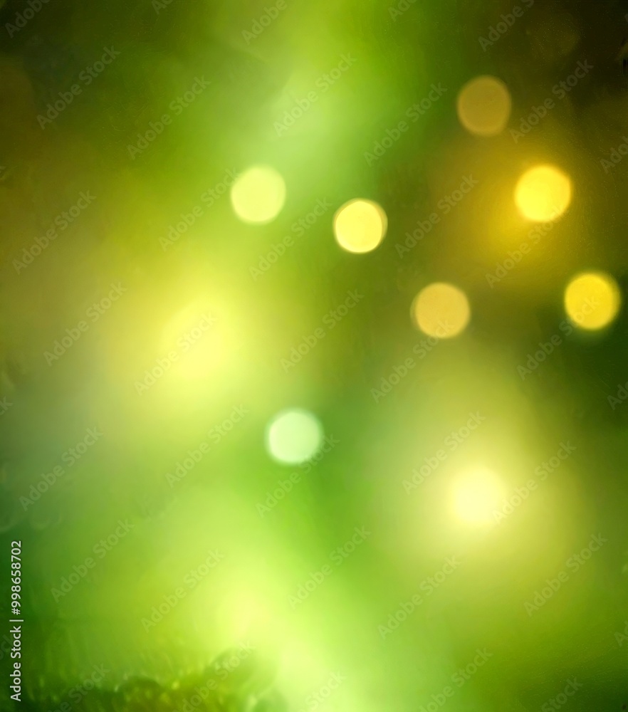 Poster a blurred, abstract background with a gradient of green and yellow colors, creating a bokeh effect