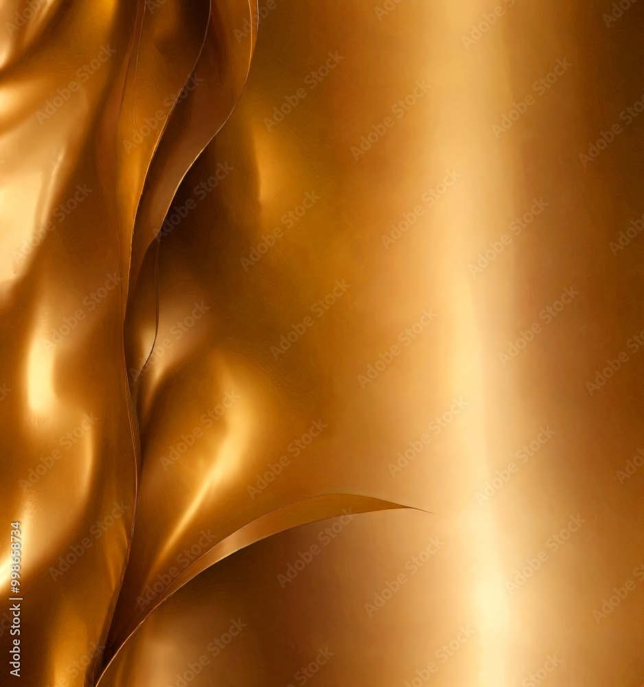 Poster a golden, flowing fabric with a subtle shimmering effect, creating a sense of depth and movement