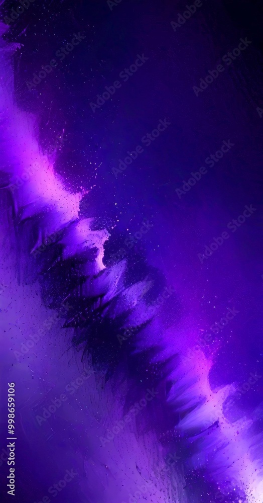 Poster a striking abstract pattern of purple and blue hues, with a sense of movement and dynamism The pattern is composed of vertical lines and swirls, creating a sense of depth