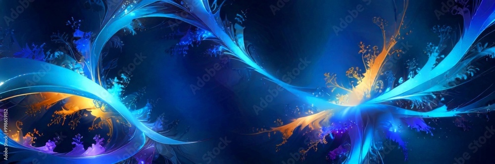 Poster a vibrant abstract composition of swirling, multicolored lines and shapes, creating a dynamic and visually striking effect