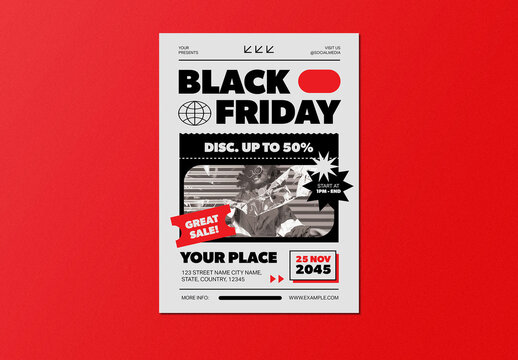 Black Orange Grunge Black Friday Flyer Layout