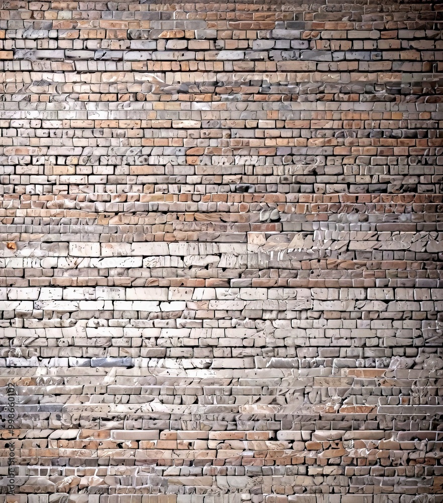 Aufkleber a close-up view brick wall, with the bricks varying in shades of brown and gray The bricks are arranged in a uniform pattern, creating a textured and weathered appearance