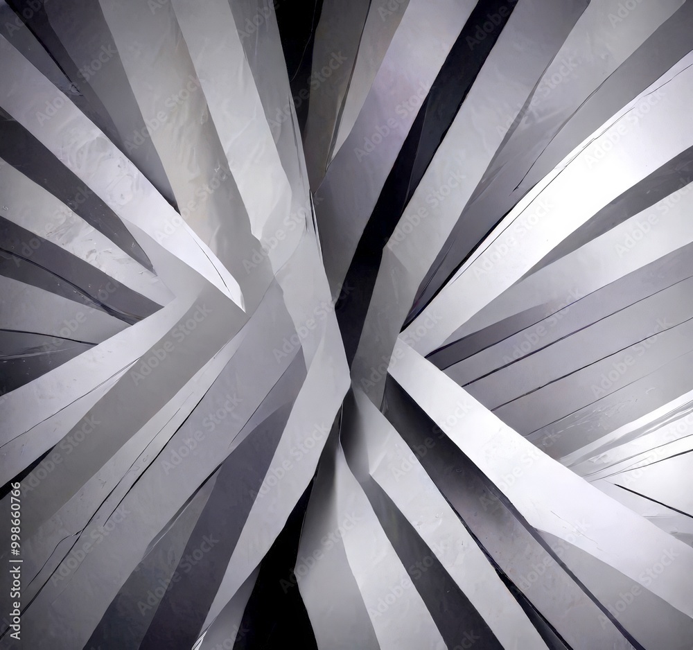 Aufkleber a striking abstract composition of intersecting lines and shapes in shades of gray and black, creating a sense of depth and dimensionality