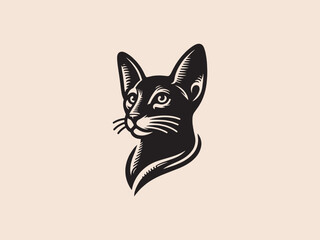 Oriental Shorthair cat. Black vector emblem, logo, sign. Simple vector illustration