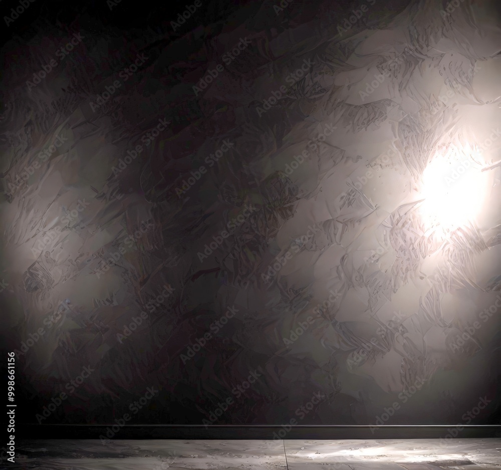 Poster A dark, textured wall with a single light source on the right side, creating a dramatic and moody atmosphere