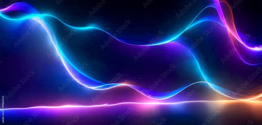 Poster a vibrant abstract composition of multicolored lines and curves, creating a dynamic and visually striking effect