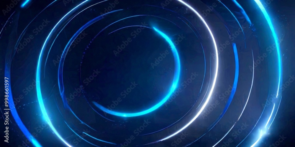 Poster a circular pattern of blue and white lights, creating a mesmerizing and futuristic visual effect