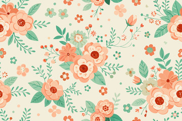 Romantic Vintage Floral Pattern with Pastel Color Palette
