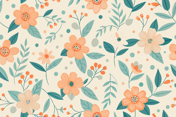 Soft and Subtle Ditsy Floral Print with Neutral Background
