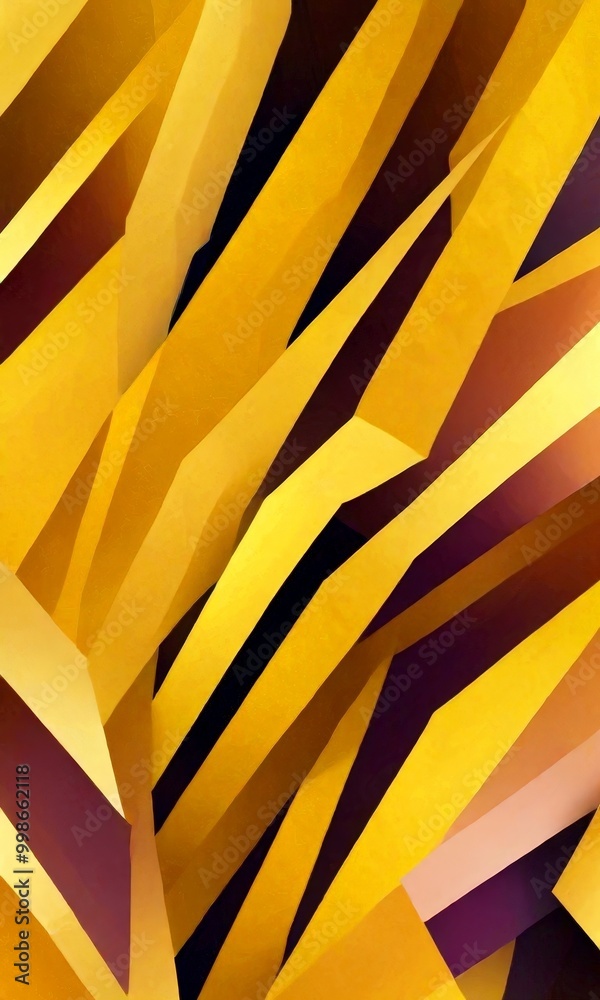 Leinwandbilder an abstract composition featuring intersecting diagonal lines in various shades of yellow, brown, and black, creating a dynamic and visually striking pattern