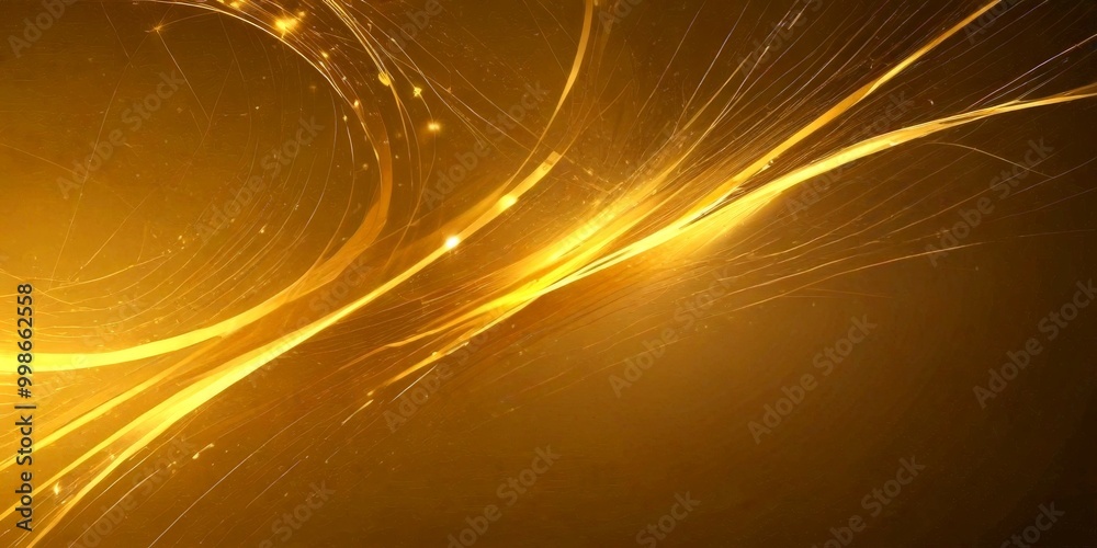 Aufkleber a striking abstract composition of golden lines and curves against a dark background, creating a sense of depth and movement