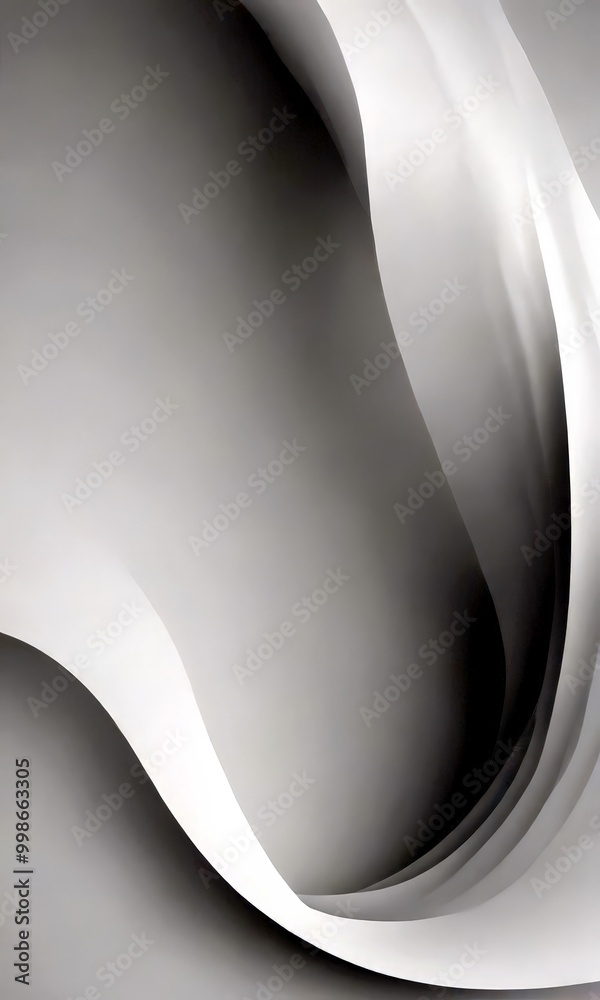 Aufkleber a minimalist abstract design with a gradient of gray and white colors, creating a sense of depth and movement The curved lines and shapes add a dynamic element to the composition