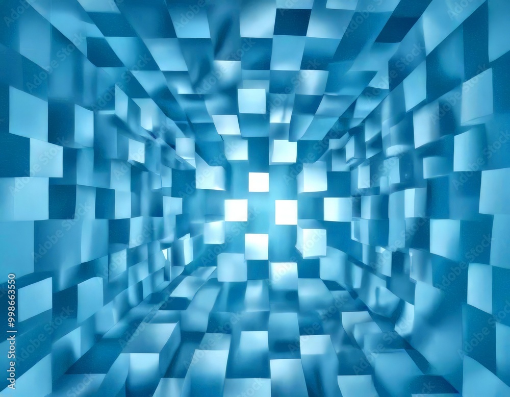 Aufkleber a geometric pattern composed of numerous small cubes arranged in a grid-like fashion, creating a sense of depth and perspective
