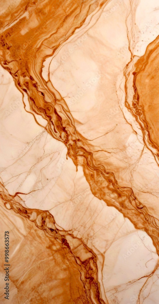 Poster a close-up view marble surface with a swirling pattern of light and dark brown hues, creating a sense of movement and texture