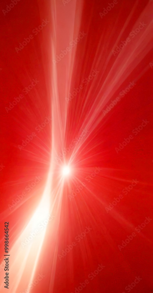 Poster a vibrant red background with a radiant sunburst effect, creating a sense of depth and dimension The sunburst radiates outwards from a central point, with the intensity of
