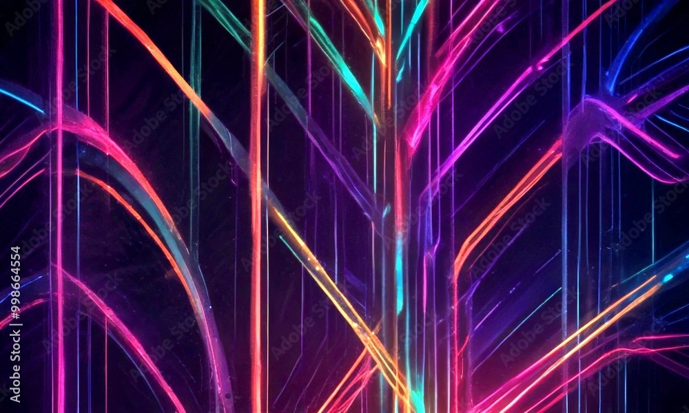 Leinwandbilder a complex network of intersecting lines and curves, creating a vibrant and abstract pattern The lines vary in color, with hues of pink, blue, green, and purple, and the