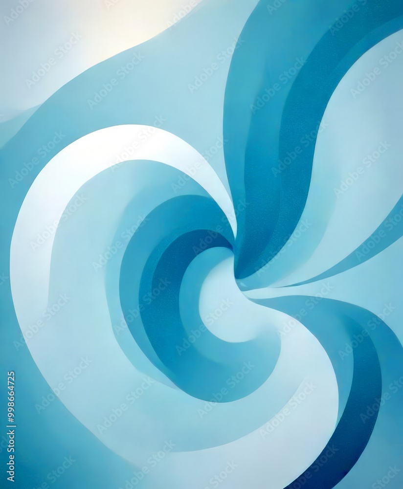 Poster a swirling pattern of light blue and white colors, creating a sense of movement and dynamism