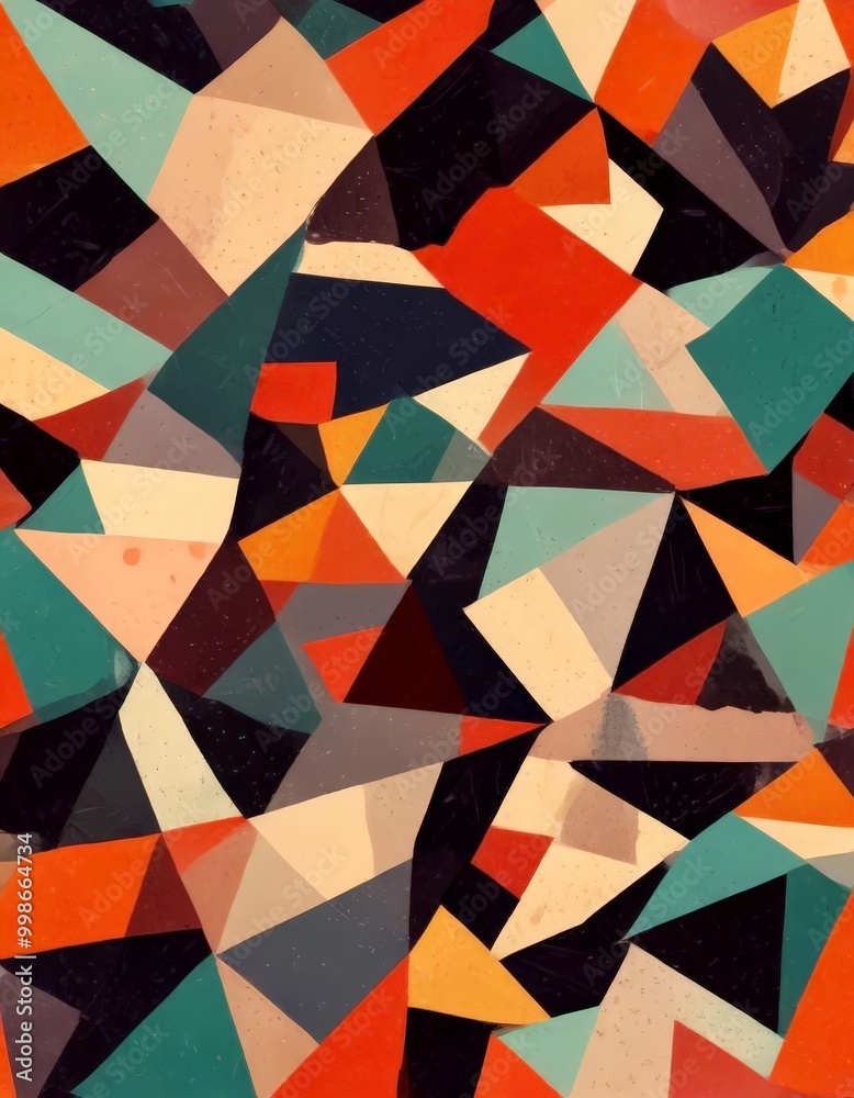 Leinwandbilder a vibrant abstract composition featuring a variety of overlapping triangles in a range of colors, in