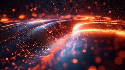 Fototapeta premium Orange and blue lights shimmer with a bokeh effect, casting a dreamy glow.