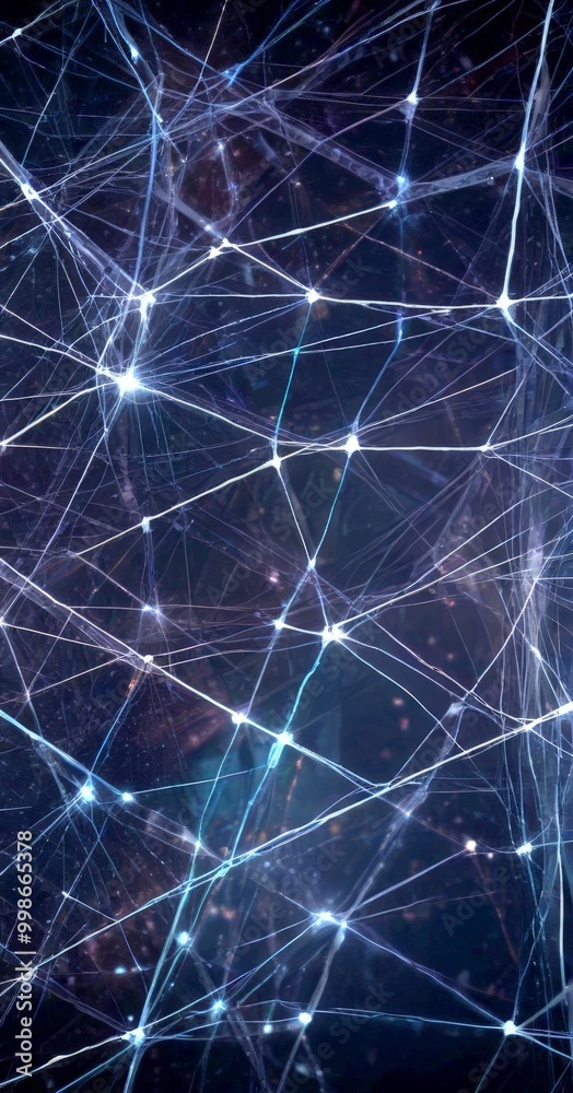 Fototapete a complex network of interconnected lines and dots, creating a visually striking abstract pattern against a dark background