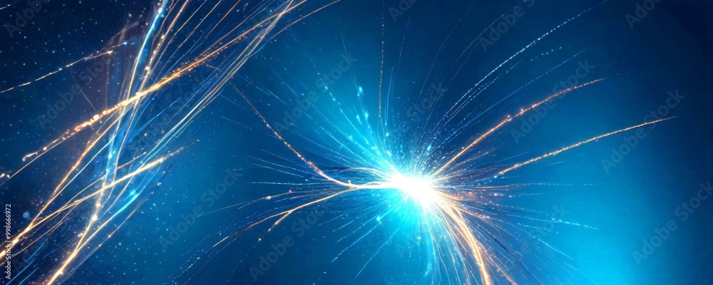 Poster a vibrant display of fireworks, with a central burst of light surrounded by a multitude of smaller bursts radiating outward in a radial pattern The fireworks are set against