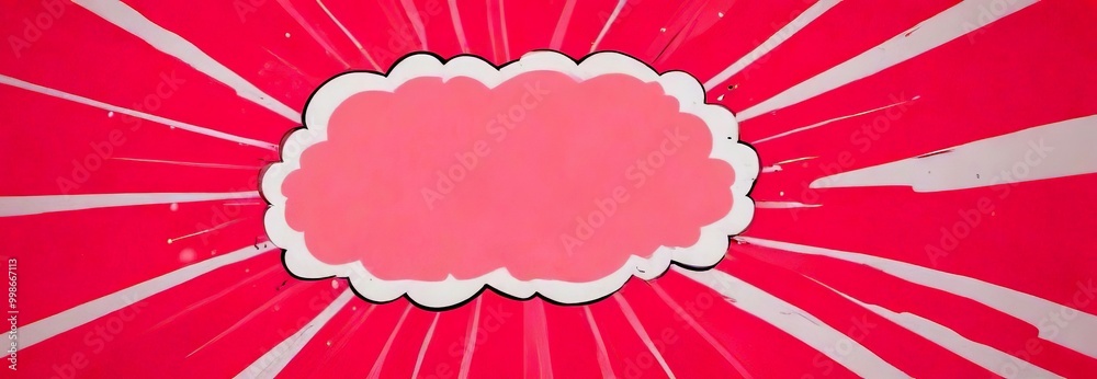 Poster a pink and white abstract background with a large white cloud-like shape in the center, radiating ou