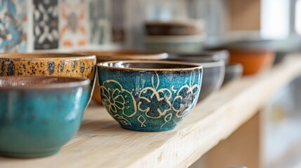 Artisan ceramic dishes showcasing intricate hand-painted designs for home decor and collectors