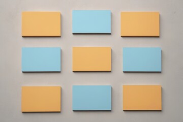 arafed squares of blue and yellow on a wall