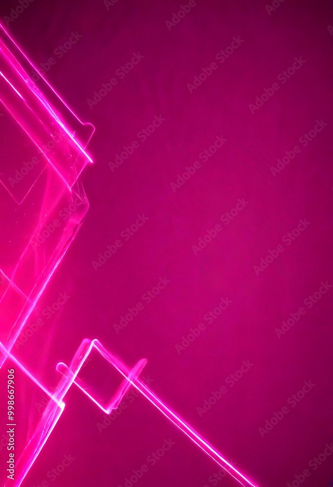 Poster a vibrant abstract composition of intersecting lines and curves in shades of pink and purple, creating a dynamic and visually striking effect