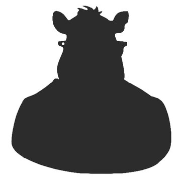 recommend clip art: hippo wearing glasses and tie  silhouette vector illustration