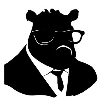 recommend clip art: hippo wearing glasses and tie  silhouette vector illustration