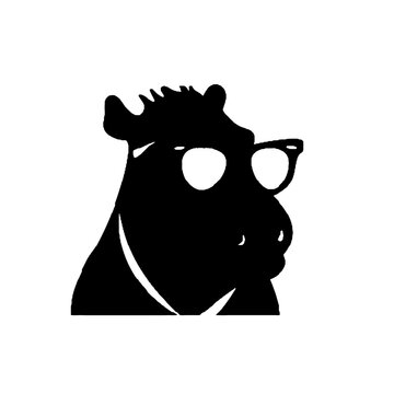recommend clip art: hippo wearing glasses and tie  silhouette vector illustration