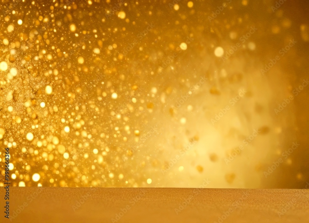 Poster a golden background with a blurred, bokeh-like effect, creating a sense of depth and movement The top left corner of slightly off-center, adding a sense of