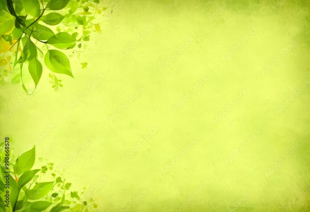 Poster a green leafy border frames the , creating a serene and natural atmosphere