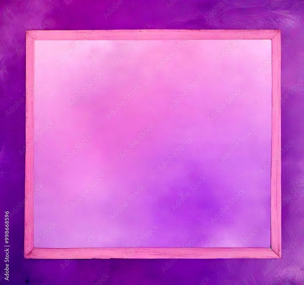 Poster A square frame with a pink border is centered against a purple background