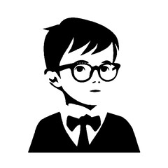 kid wearing glasses and tie  silhouette vector illustration