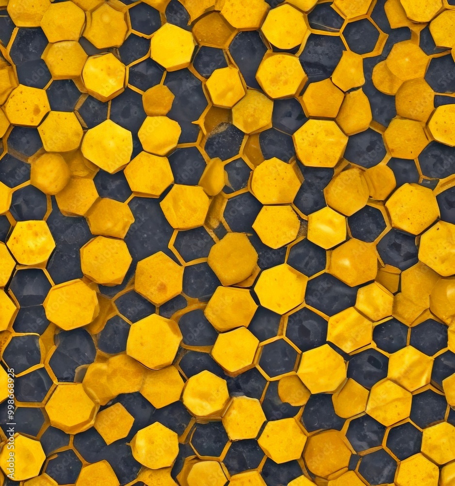 Leinwandbilder a close-up view honeycomb pattern composed of numerous hexagonal shapes in varying shades of yellow 