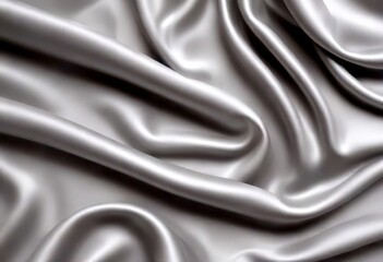 Fototapeta premium a close-up view smooth, flowing gray fabric, likely silk, with a slightly crumpled texture